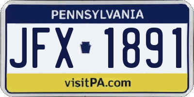 PA license plate JFX1891