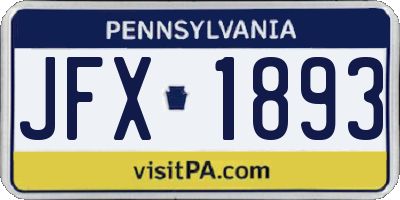 PA license plate JFX1893