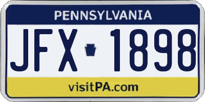 PA license plate JFX1898