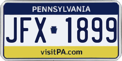 PA license plate JFX1899