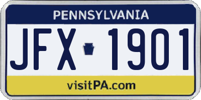 PA license plate JFX1901