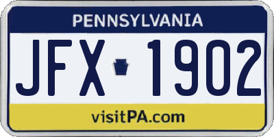 PA license plate JFX1902