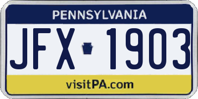 PA license plate JFX1903