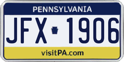 PA license plate JFX1906