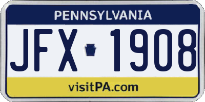 PA license plate JFX1908