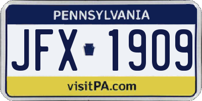 PA license plate JFX1909