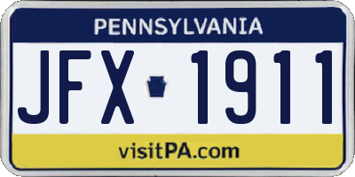 PA license plate JFX1911
