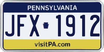 PA license plate JFX1912