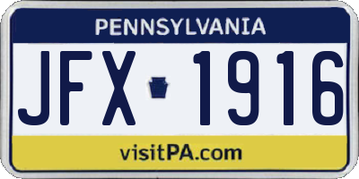 PA license plate JFX1916