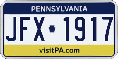 PA license plate JFX1917