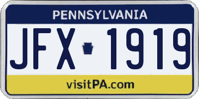 PA license plate JFX1919