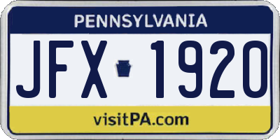 PA license plate JFX1920