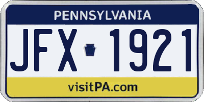 PA license plate JFX1921