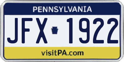 PA license plate JFX1922