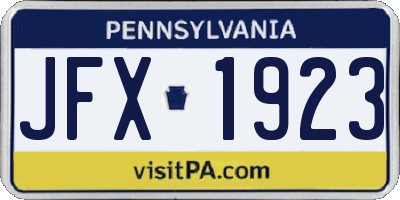 PA license plate JFX1923
