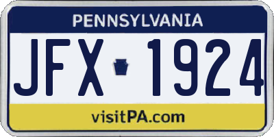 PA license plate JFX1924