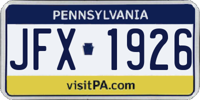 PA license plate JFX1926