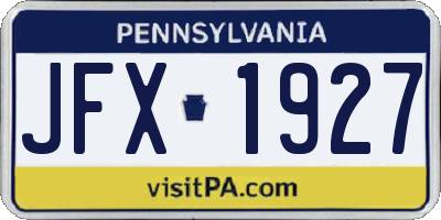PA license plate JFX1927