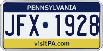 PA license plate JFX1928