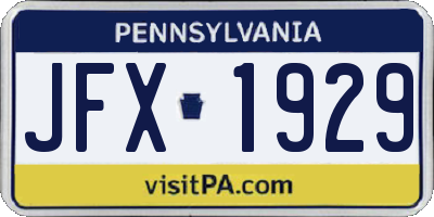 PA license plate JFX1929