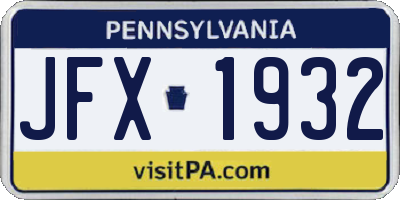 PA license plate JFX1932