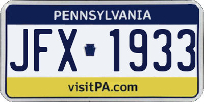 PA license plate JFX1933