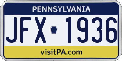 PA license plate JFX1936