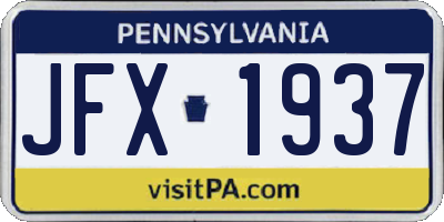 PA license plate JFX1937