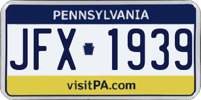 PA license plate JFX1939