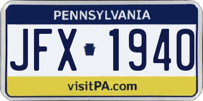 PA license plate JFX1940