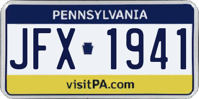 PA license plate JFX1941