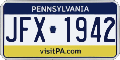 PA license plate JFX1942