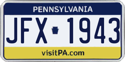 PA license plate JFX1943
