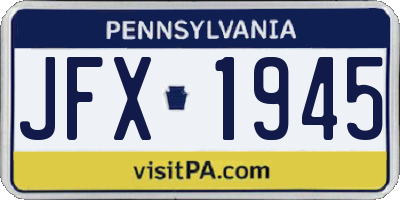 PA license plate JFX1945