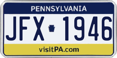 PA license plate JFX1946
