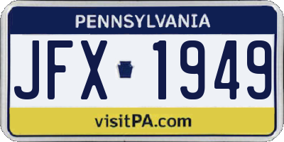 PA license plate JFX1949
