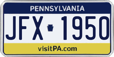PA license plate JFX1950