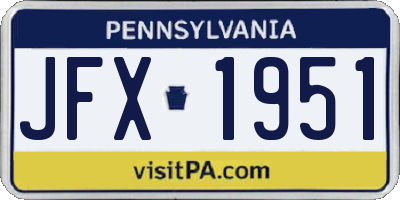PA license plate JFX1951