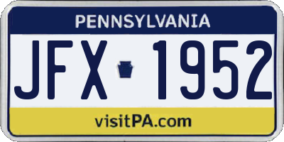 PA license plate JFX1952