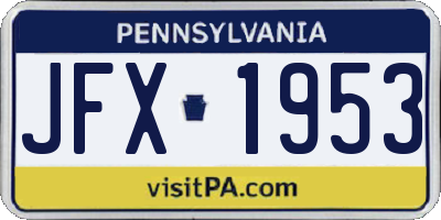PA license plate JFX1953