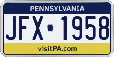 PA license plate JFX1958