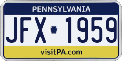 PA license plate JFX1959