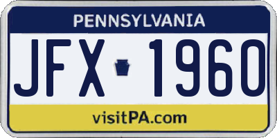 PA license plate JFX1960
