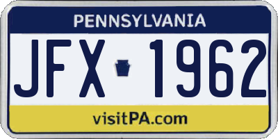 PA license plate JFX1962
