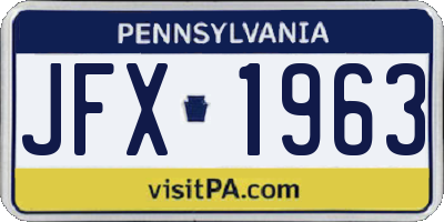 PA license plate JFX1963