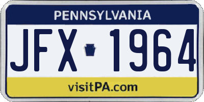PA license plate JFX1964