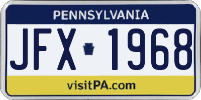 PA license plate JFX1968