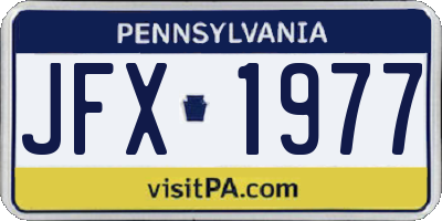 PA license plate JFX1977