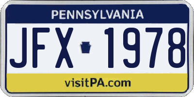 PA license plate JFX1978