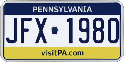 PA license plate JFX1980